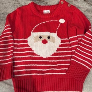 Festive Red Santa Sweater with Stripes